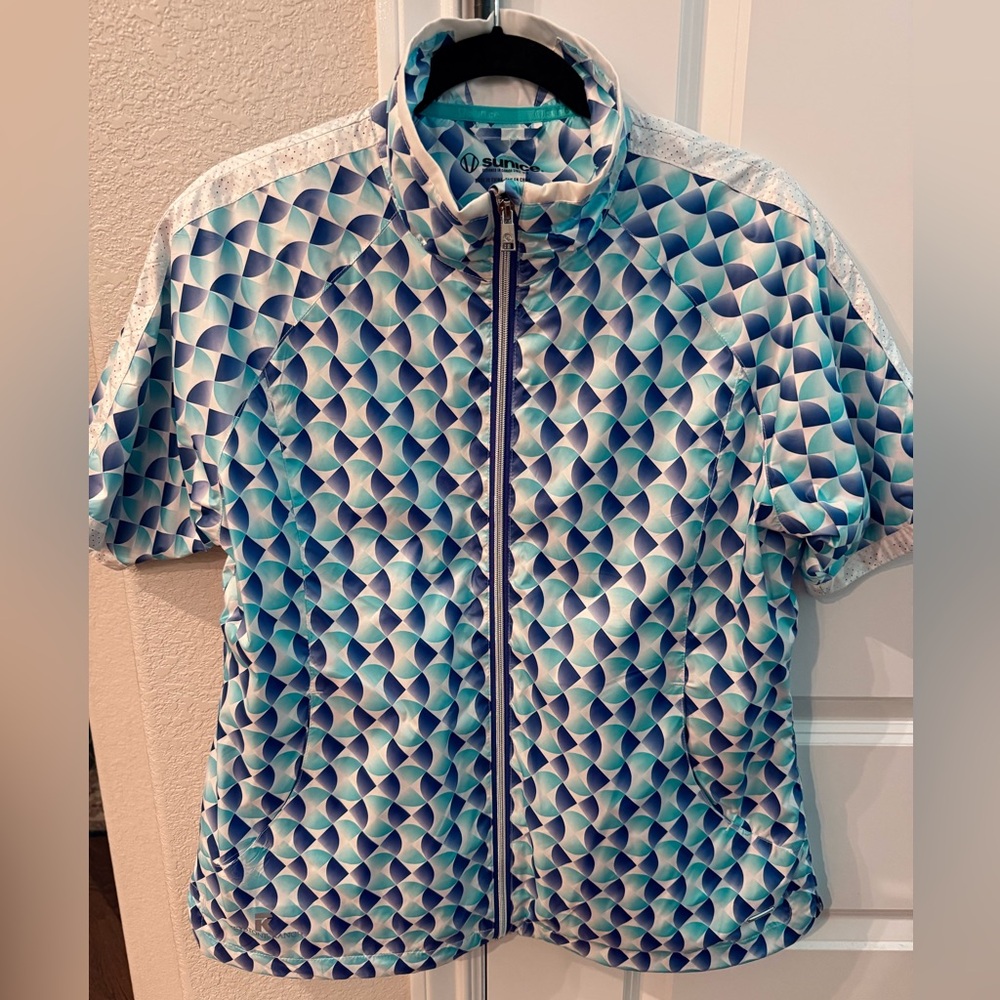 Sunice Sport Zip Up‎ Short Sleeve Nylon Windshirt. Size L.